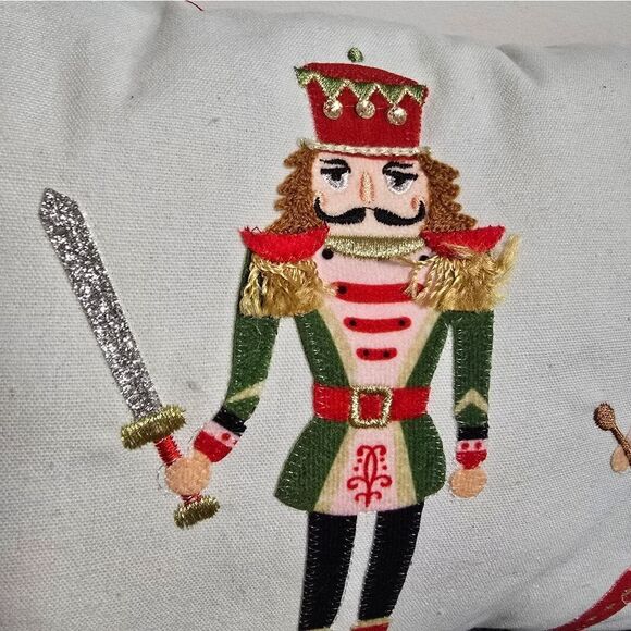 Red & White Nutcracker Decorative Christmas Pillow, 19"×10", by Holiday Time - Picture 6 of 7